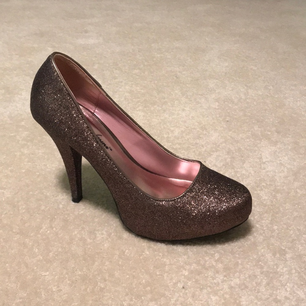 Bronze sparkly heels, excellent condition